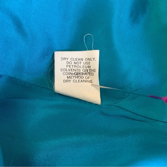 VINTAGE LESLIE FAY TURQUOISE WOOL BLAZER - Picture 9 of 11